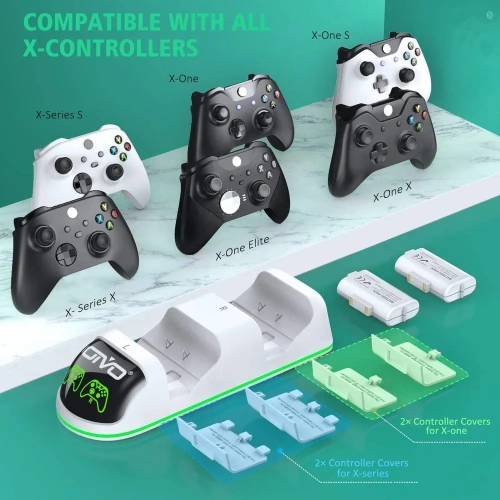 Зарядная станция Xbox Series S/X - Xbox One Charging Dock + 2 АКБ 1300 mAh White IV-X131W OIVO